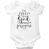 AW Fashions I'm Proof That God Answers Prayers Baby Bodysuit Cute Newborn Boy Funny Rompers Girl Clothes