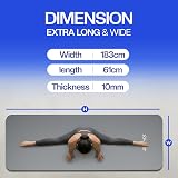 Bionix Extra Thick Yoga Mat 180x60 cm Non Slip with Carry Strap Grey view 3