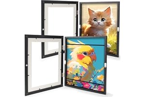 DEHVIHS Kids Artwork Frames Changeable, 8.5x11 Front Opening Kids Art Frame, Childrens Art Frames with Storage Holds 50 Crafts Great for Children Drawings, 3D Picture, Portfolio (Black-2 Pack)