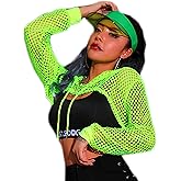 Avidlove Mesh Crop Top Hoodie Rave Tops For Women Long Sleeve Fishnet Shirt for Festival Club Party