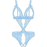 Avidlove Lingerie for Women Sexy Lace Bodysuit Deep V Teddy Babydoll One Piece Lingerie