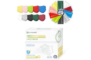 EG EcoGuard Disposable Face Masks Made in USA, 4 Ply for Families, Students, Breathable All-Day Wear & Safety, FSA HSA Eligible, ASTM Level 3 Medical Grade, 100 Pack Individual Wrap, Colorful