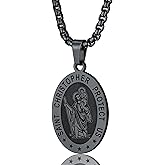 PROSTEEL Saint St Christopher/Benedict/Michael Medal Necklace for Men, 316L Stainless Steel Protection Necklace Catholic Jewelry, 22"-24" Adjustable, Come with Box