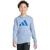 adidas boys Long Sleeve Hooded Snow Heather Tee