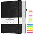 OFFIGIFT College Ruled Notebook, Large A4 Hardcover Leather Journal, 312 Numbered Pages Writing Journal, 100gsm No Bleed Paper, Lined Journal Notebook for Women Men School Office, 8.5''×11'', Black