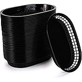 Cedilis 40 Pack Fast Food Baskets, 10.5 x 7 Inch Black Plastic Baskets, Food Service Tray for Hot Dogs, Burgers, Sandwiches, 