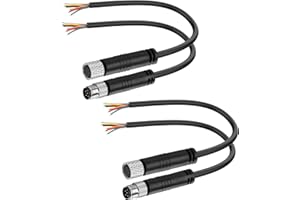 YACSEJAO 2 Pair M8 6 Pin Serial Cable, 25CM, Male+Female, Waterproof, Compatible with Proximity Switch, Photoelectric Switch,