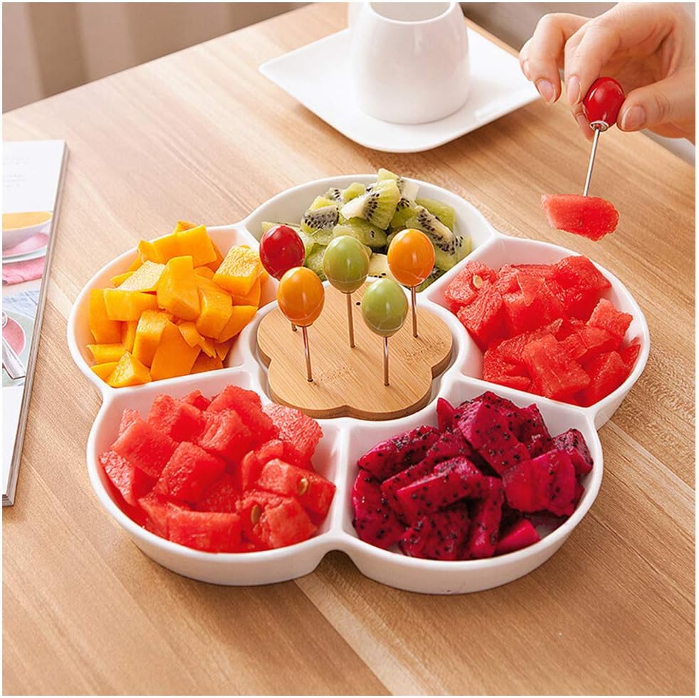 Ceramic Fruit Bowl, with Fruit Fork and Dried Fruit Snack Plate, Dining