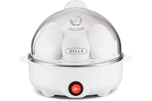 BELLA Rapid Electric Egg Cooker and Poacher with Auto Shut Off for Omelet, Soft, Medium and Hard Boiled Eggs - 7 Egg Capacity Tray, Single Stack, White