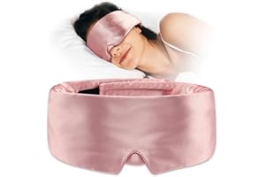 Umisleep Soft Sleep Mask, Blackout Eye Mask for Side Sleepers, Women Men Sleeping Mask, Anti-Wrinkle & Softer Than Real Mulberry Silk Eye Cover, Satin Blindfold with Adjustable Band, Pink