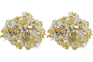 Yuecoom 2 Bags Confetti Hand Crafted, 0.6Inch Moon Confetti Star Confetti Table Decoration for Wedding Birthday Eid Party Dec