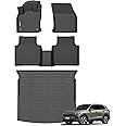 Binmotor-All Weather Car Floor Mats & Cargo Liner Set for Volkswagen Tiguan 2018-2024, 5 Passenger，1st & 2nd Row & Rear Cargo Mat TPE Rubber Liners for Volkswagen VW Tiguan Accessories Mats Trunk Mat