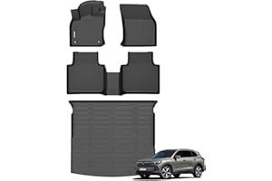Binmotor-All Weather Car Floor Mats & Cargo Liner Set for Volkswagen Tiguan 2018-2024(Not for 2025), 5 Passenger，1st & 2nd Row & Rear Cargo Mat TPE Rubber Liners for VW Tiguan Accessories