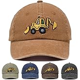 Embroidery Excavator Kids Baseball Cap for Age 2-5,Adjustable Vintage Washed Cotton Toddler Baseball Hat for Boys & Girls