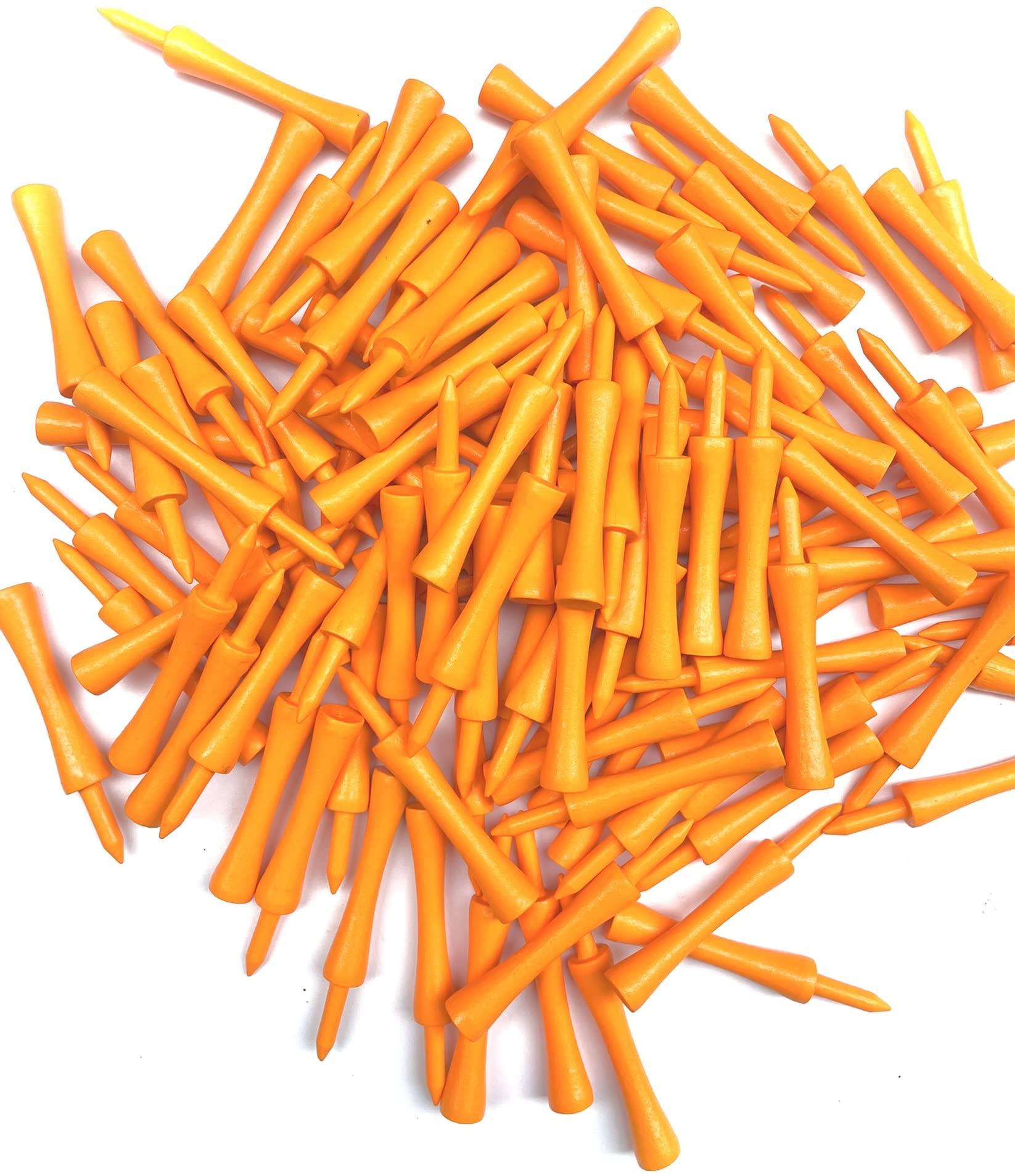 TH Golf 100 PCS Bamboo Golf Tees | Multiple Colours & Sizes | Eco Friendly & Sustainable Bamboo Golf Tees (70mm Castle Neon Orange) — image 1