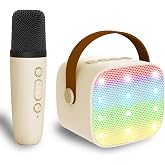 Mini Karaoke Machine for Kids &amp; Adult, 4-12 Years Old Girls Christmas Birthday Gift, Karaoke Toys Gifts for Girls Ages 4, 5, 6, 7, 8, 9, 10, 12 +Year Old Birthday Party Light Beige