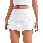 CRZ YOGA Girls Feathery-Fit Soft Ruffle Athletic Skirts - Tennis School Casual Skorts with Pockets Liner Kids Teen