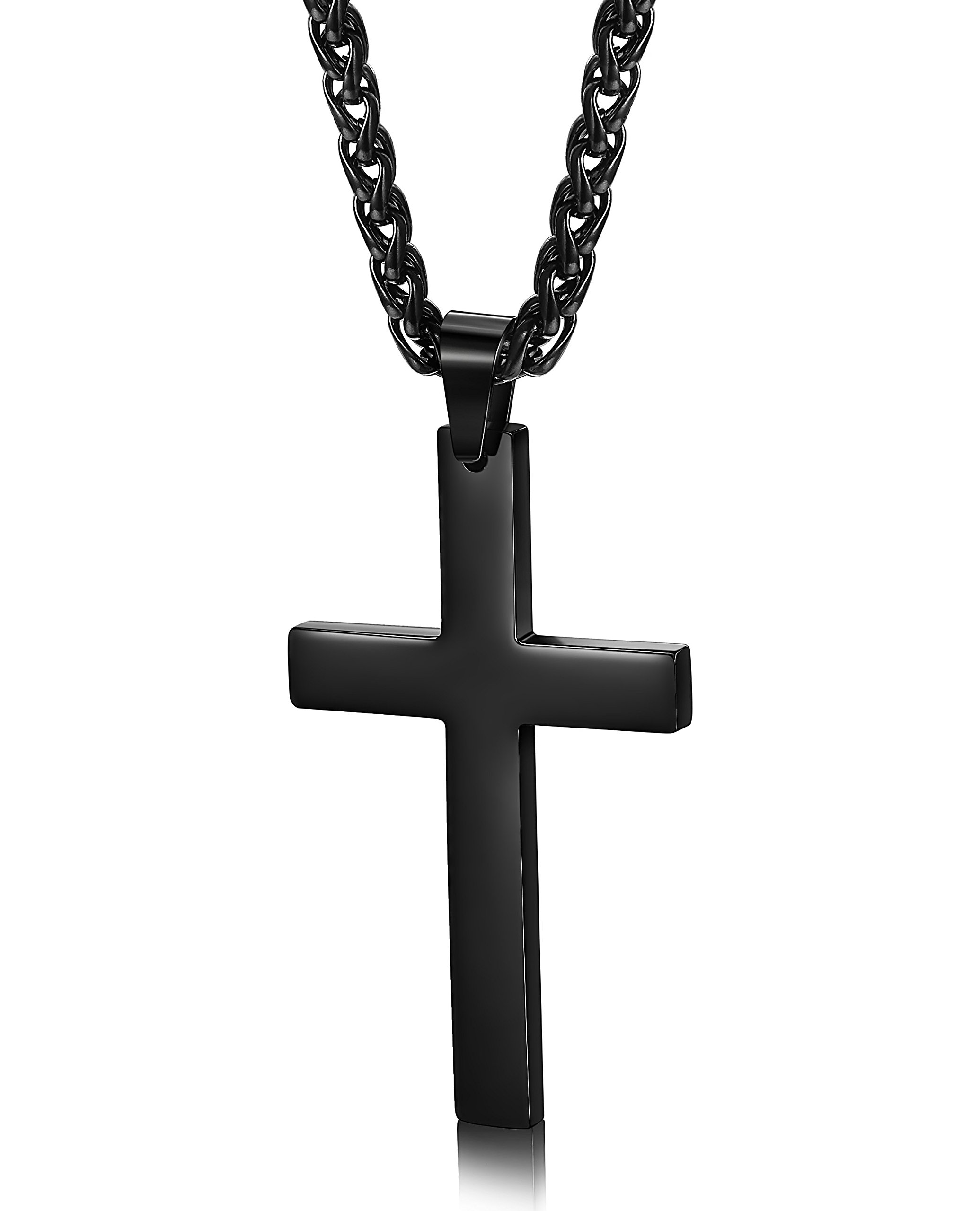 Jstyle Stainless Steel Chain Black Cross Necklace for Men Women, 22-24 ...