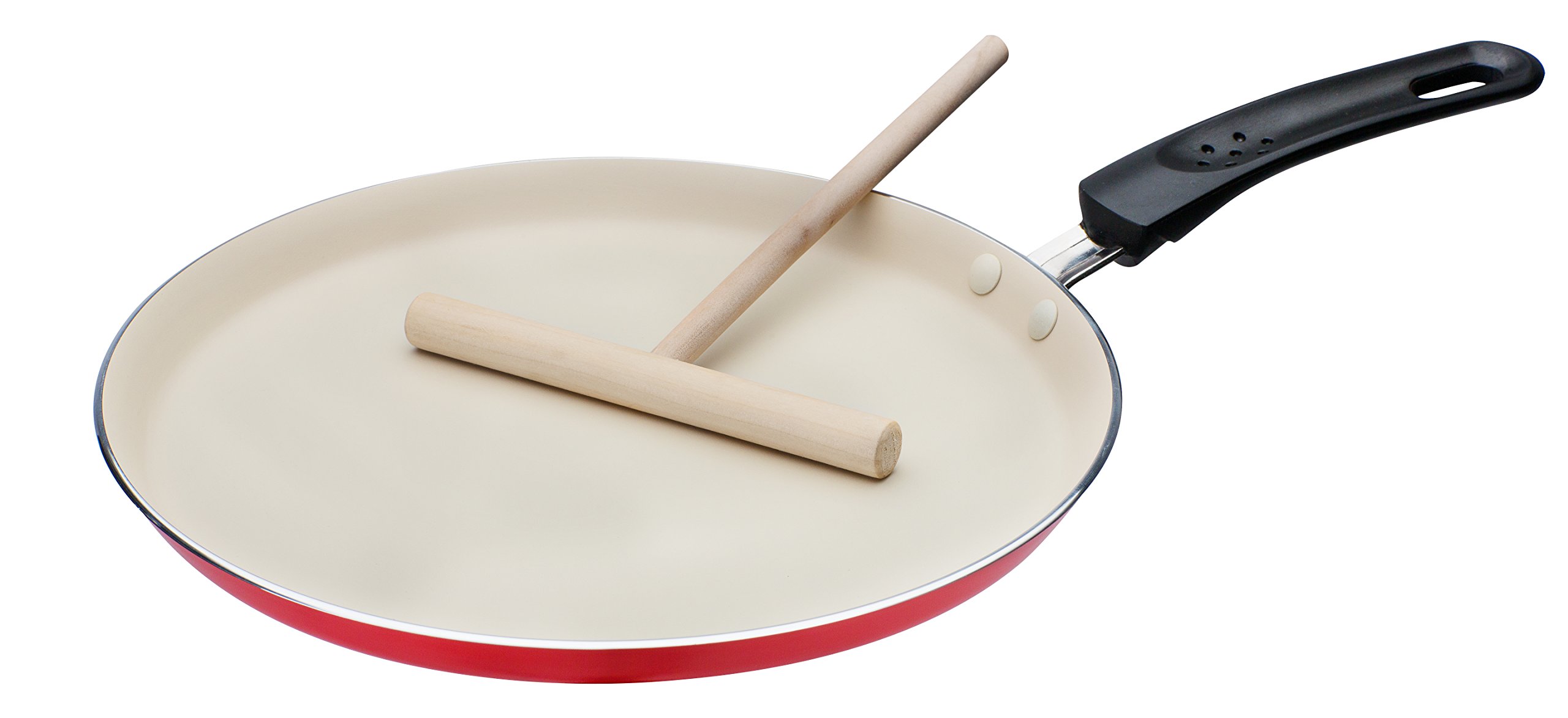 GSW Stahlwaren GmbH Crepe Pan with Spatula, Red/Creme/Black, 26 x 2 cm, 0.7 Litre