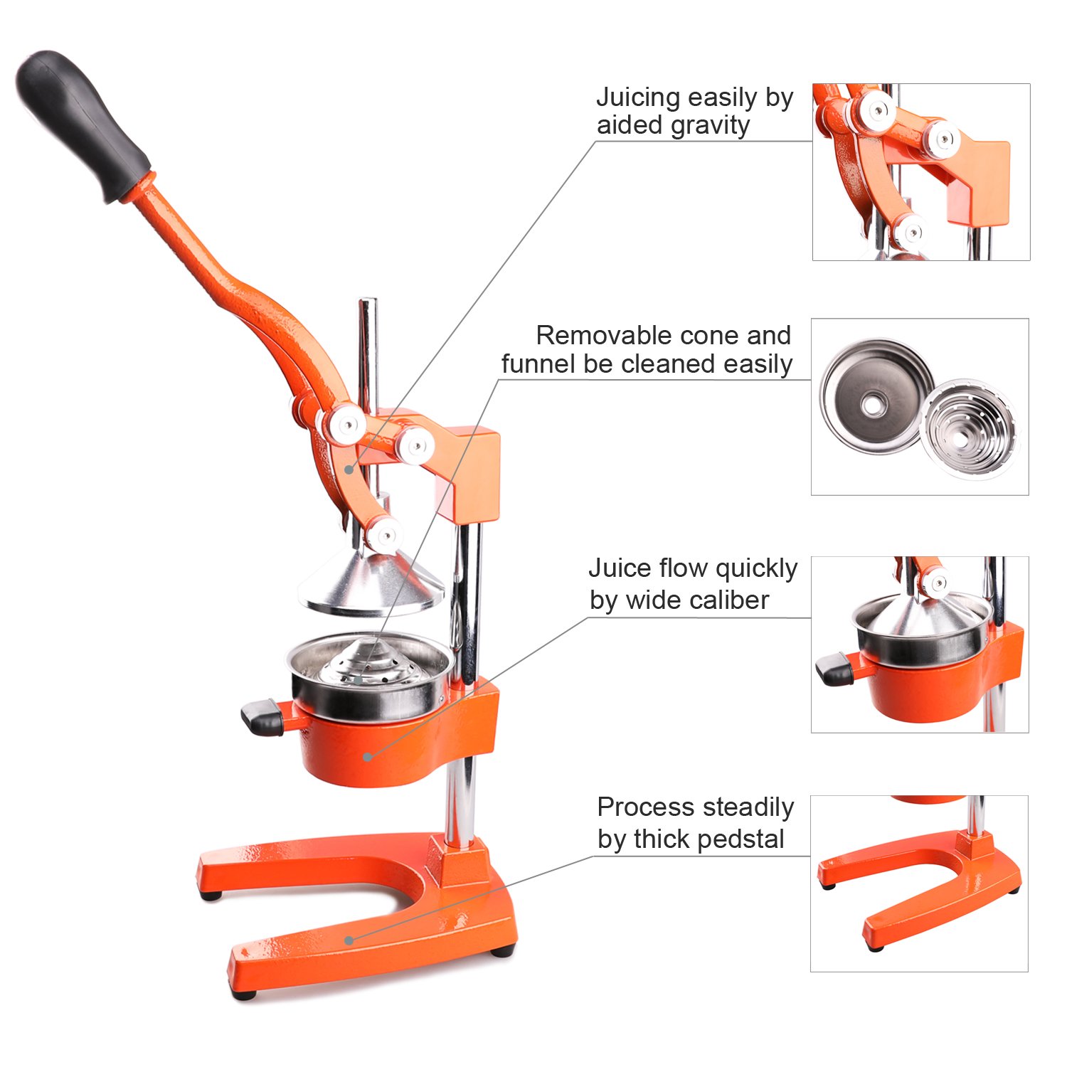 Egofine Commercial Manual Juice Squeezer, Hand Press Fruit Manual