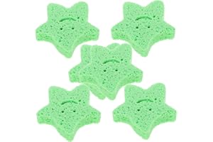 LOLIPPYY 6Pcs Bath Sponges Soft Skin Cleaning Scrubbers for Shower Compact Lightweight Green Star Design
