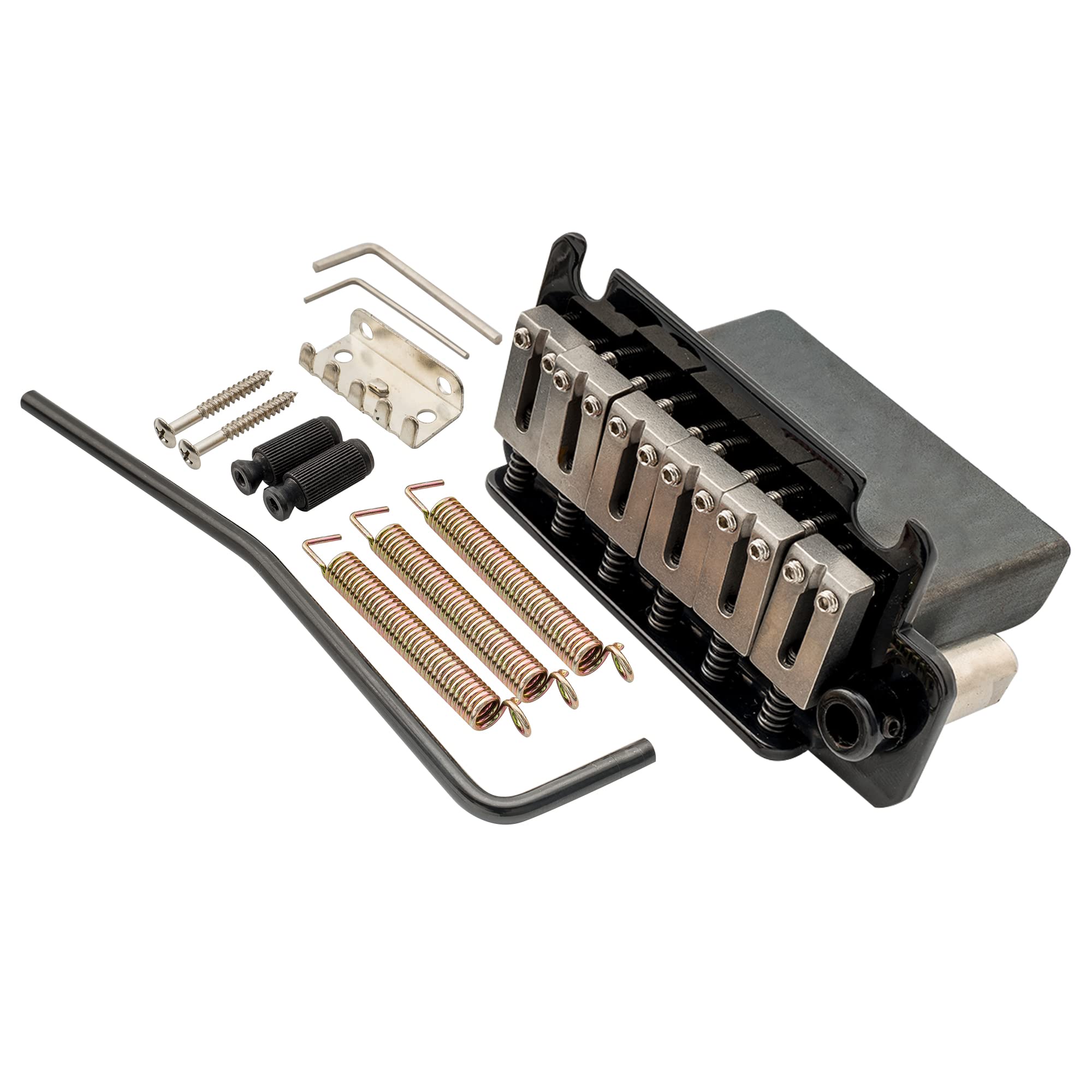 Musiclily Pro 54mm 2-Point Style Guitar Tremolo Bridge with Stainless Steel Saddles Full Steel Block for Japan Import Strat, Black