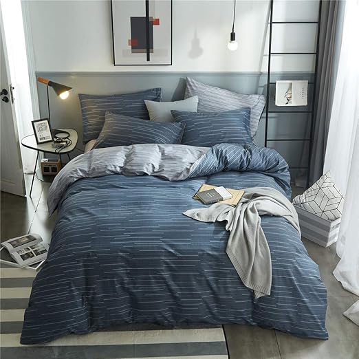VClife Modern Geometric Blue Peach Gray Bedding Comforter