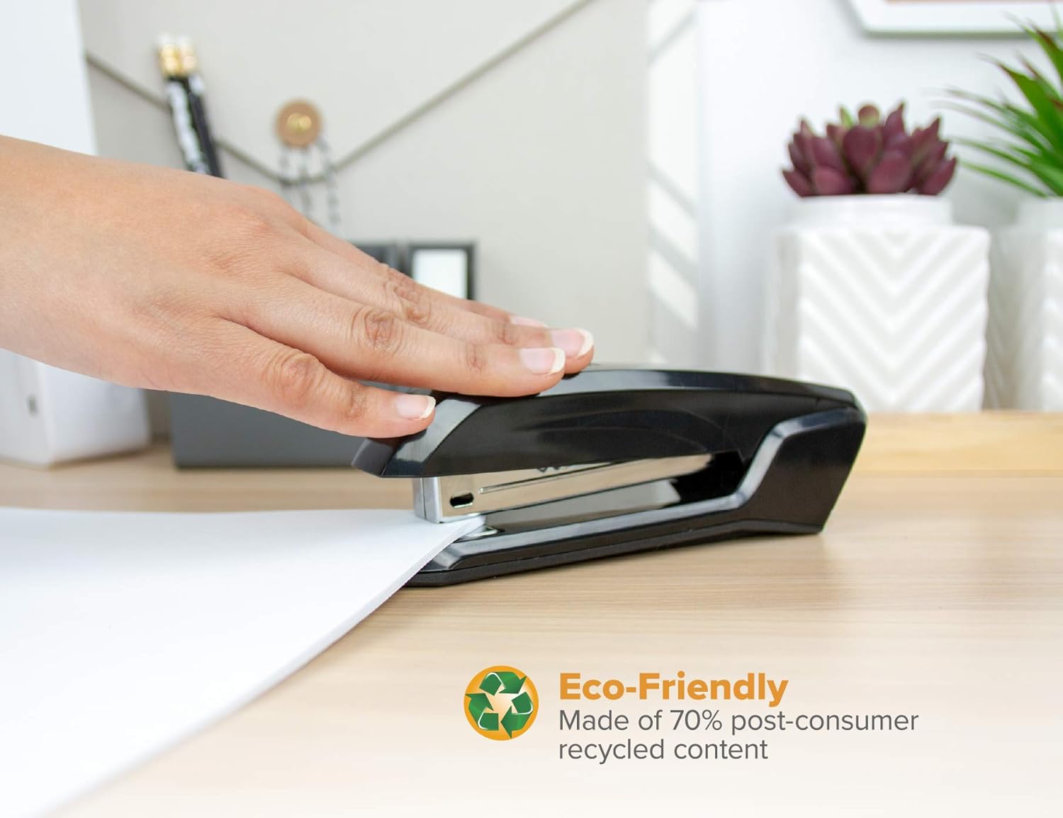 Bostitch Office Ascend 3 in 1 Stapler with Integrated Remover & Staple Storage, (B210-BLK), Gloss Black, Full Size : Desk Staplers : Office Products