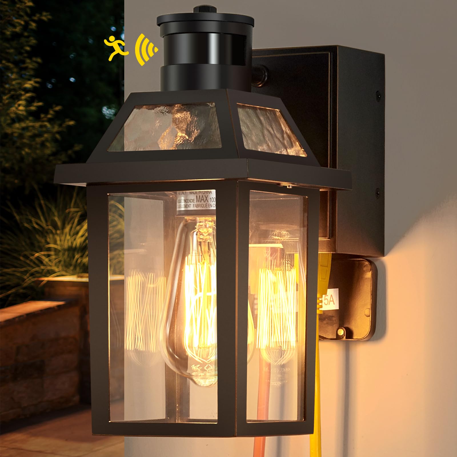 Porch Lights with GFCI Outlet, Dusk to Dawn Outdoor Lights with Outlet, 3 Lighting Modes Exterior Light Fixture Waterproof, Outside Lights for House Front Door Patio Garage