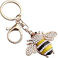 FEELMEM Cute Crystal Yellow Bee Charm Keychain Honeybee Bumble Bee Charm