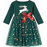 Csbks Toddler Girls Christmas Tutu Dress Multi-Layers Tulle Long Sleeve Princess Dress
