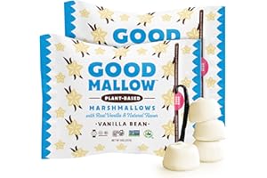 GoodMallow Vegan Marshmallows - Large Kosher Halal Gluten Free Dairy Free Healthy- Natural Gelatin Free Marshmallows for Hot Chocolate, Smores, Baking - Nothing Artificial, Made in USA (White Vanilla ) (Pack of 2)