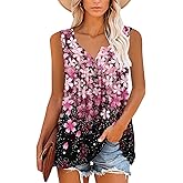 Mystry Zone Womens Tank Tops Casual Blouse Button Up Ruffle Tunic Shirts Fit Flare S-3XL