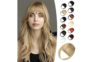 Wodelanle Clip in Bangs,Natural Fake Bangs Hair Clip,Ash Blonde French Bangs Fringe with Temples Hairpieces for Women Clip on Bangs Hair Extenisons Curved Bangs for Daily Wear
