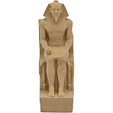 W WIOIW King Khafre (Chephren) Enthroned with The Horus Falcon, Egyptian Pharaoh Collectible Figurine with Sandstone-Like Texture Finish, 3.9 inches Tall