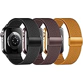 3 Pack Stretchy Sport Loop Bands Compatible with Apple Watch Band 49mm 46mm 45mm 44mm 42mm 41mm 40mm 38mm Men Women, Magnetic Clasp Nylon Straps for iwatch Ultra 3 2 1Series 11 10 9 8 7 6 SE 5 4