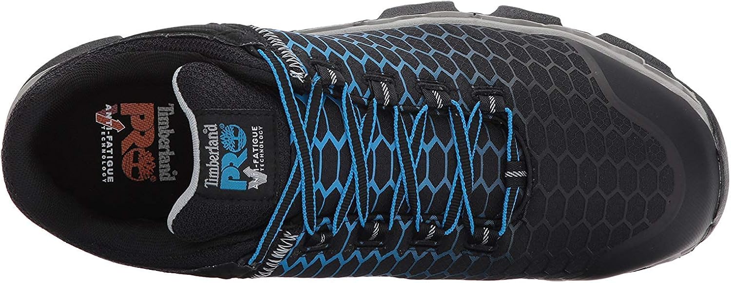 Timberland PRO Men's Powertrain Sport Alloy Safety Toe Electrical Hazard Athletic Work Shoe, Black Ripstop Nylon With Blue, 8.5 Wide: Shoes
