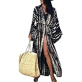 Chunoy Women Loose Long Flowy Open Front Kimono Cardigan Beach Wear Cover Up