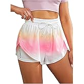 OYOANGLE Women's 2 in 1 Running Shorts with Liner Pockets Side Split High Waisted Workout Athletic Shorts