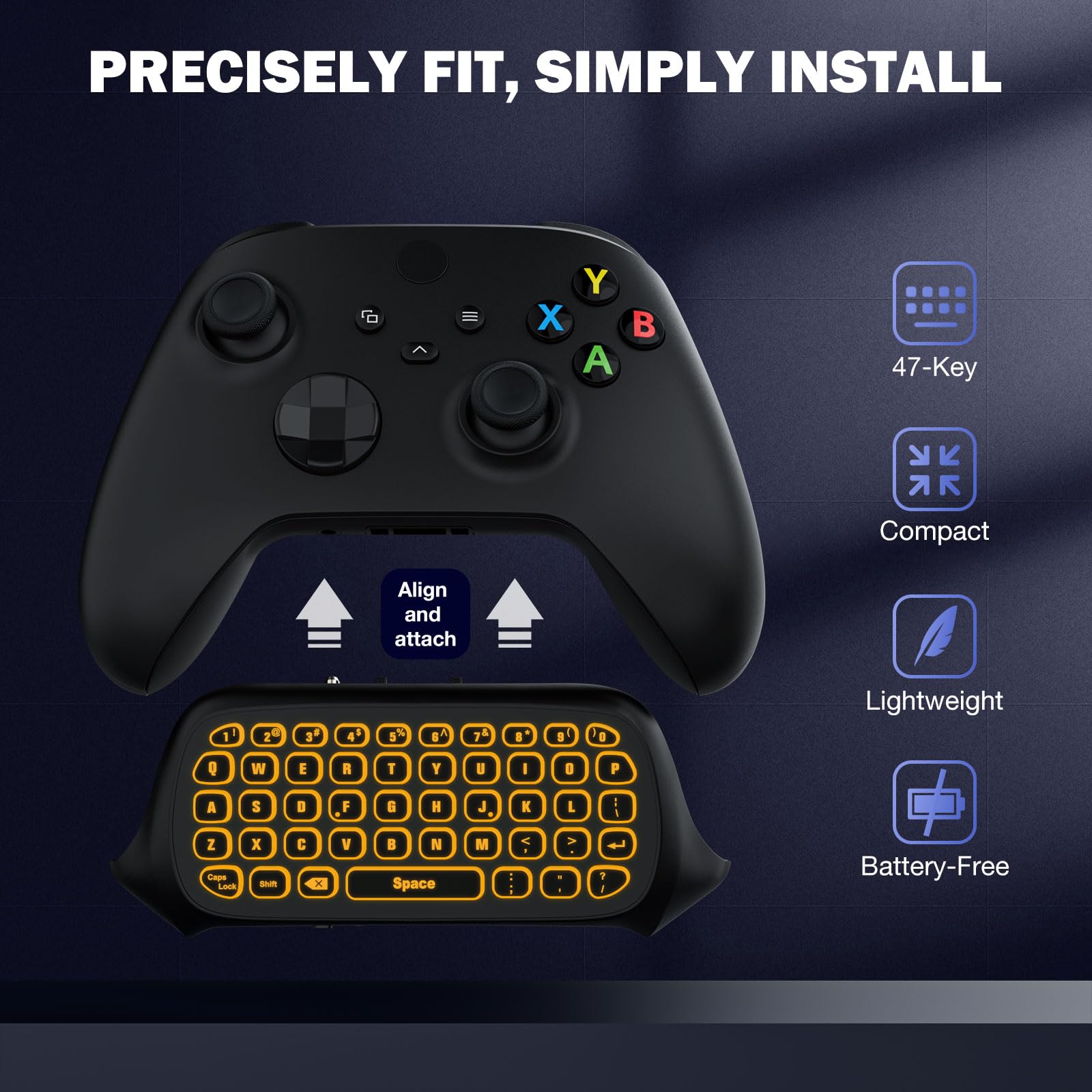 MoKo RGB Backlight Keyboard for Xbox One Controller, Xbox Series X/S, Wireless Chatpad Keypad w/ 2.4G Receiver, Xbox Accessories for Xbox One S/Elite