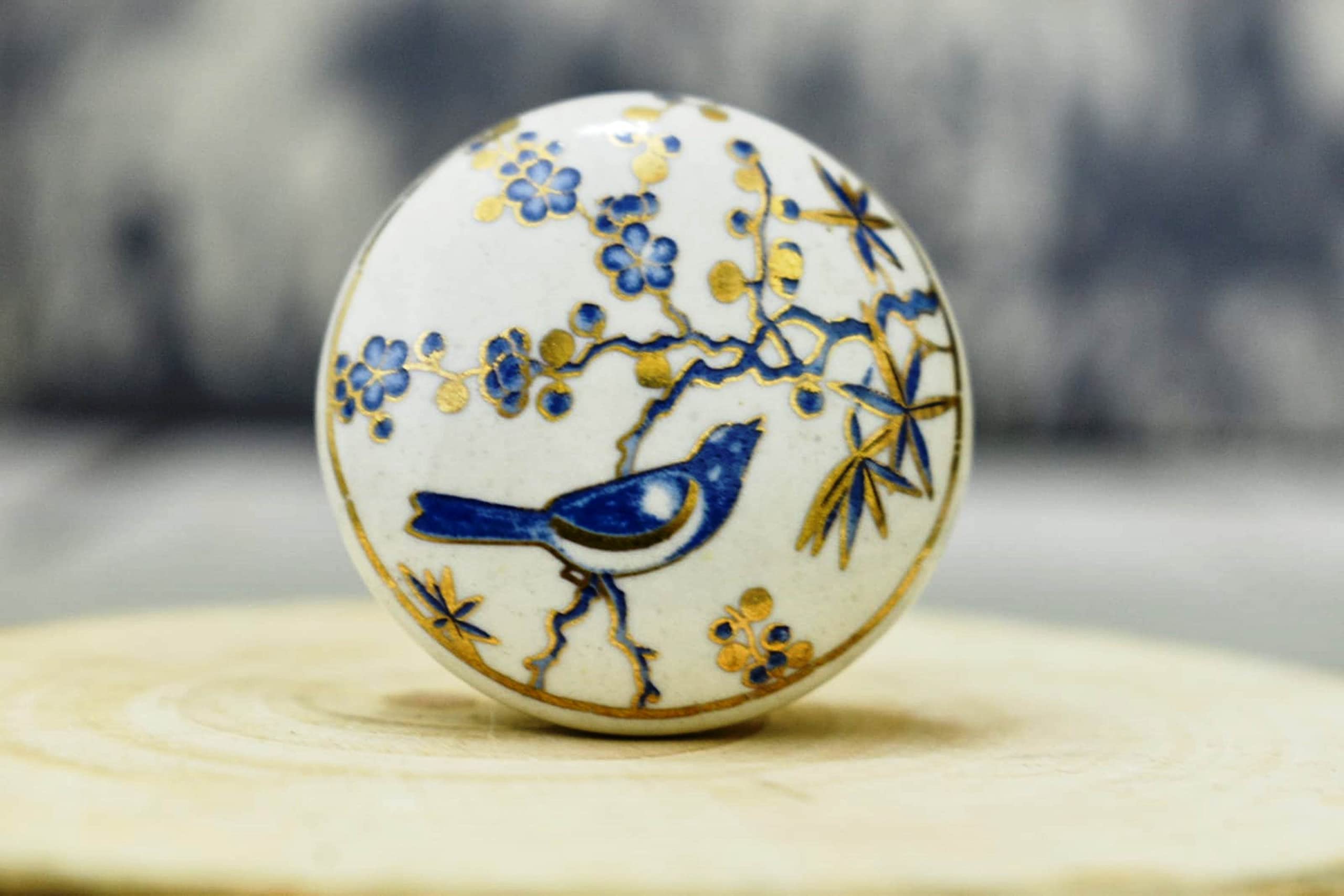 ARTISNO Printed Ceramic Knobs - Set of 10 Bird Print Ceramic Knobs for Kitchen Cabinet Drawer | Decorative Cupboard Door & Wardrobe Drawer Pulls Furniture Hardware Handle — image 1