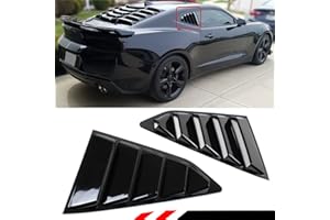 Cuztom Tuning Painted Glossy Black Side Window 1/4 Quarter Louver Cover Vents Compatible for 2016-2022 Chevy Camaro