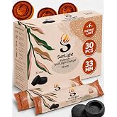 Sunlight Premium Charcoal Tablets for Incense - Instant Light - 30 Discs - 33mm - Resin Burner Rolls - Pack of 30 Coal Briquettes - Instant Fire Coal