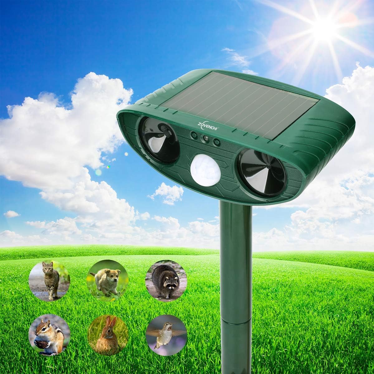 Solar Animal Repeller, Outdoor Motion Detector& Flashing Light, Dog, Cat Repellent, Squirrel, Raccoon, Skunk, Rat, Mole, Deer, Rabbit : Garden & Outdoor