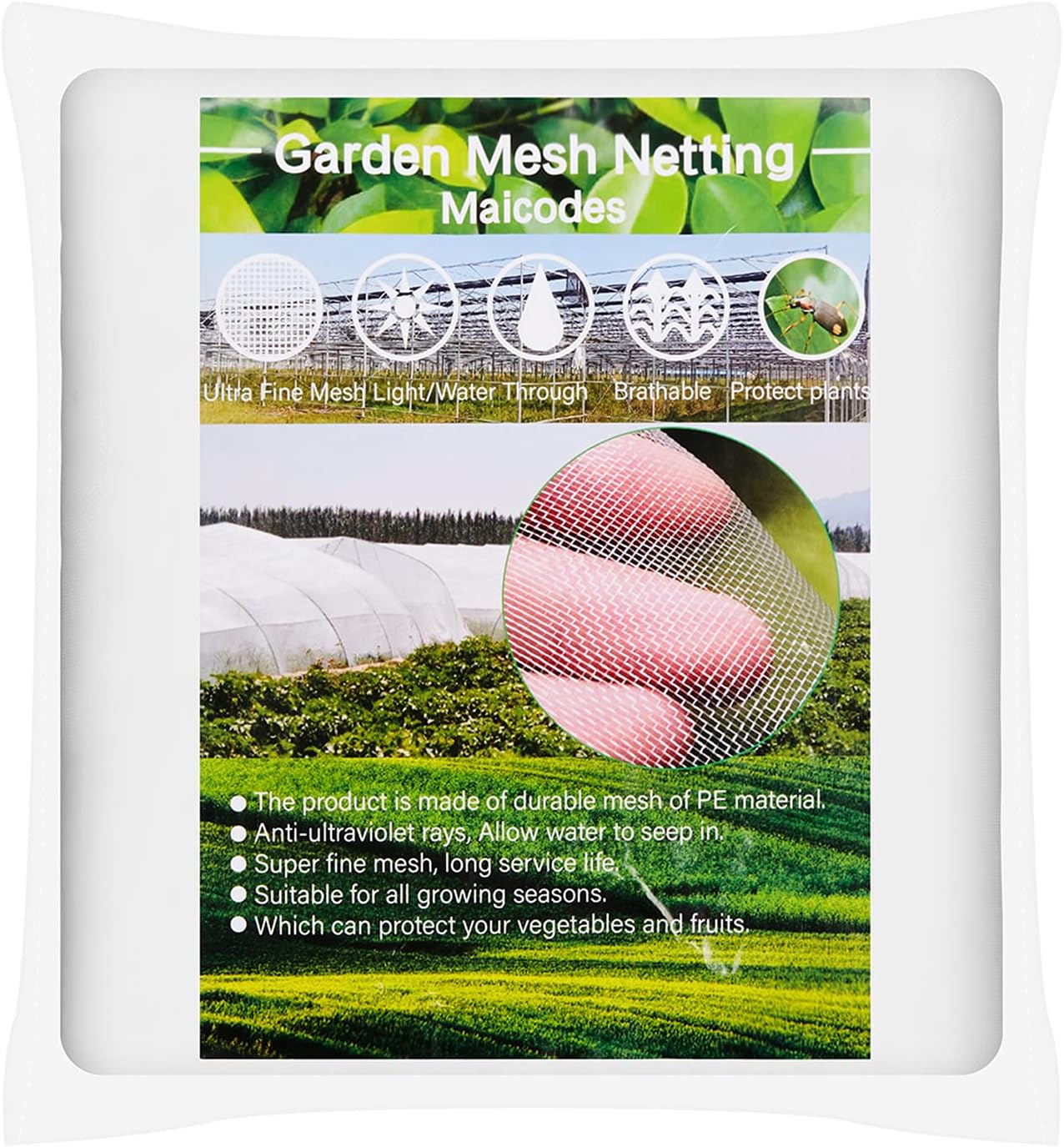 16.4FT X 6.6FT Insect Mosquito Bug Screen Netting, Ultra Fine Garden Netting Barrier Pest, Garden Mesh Netting Protect Plants Vegetables Fruits Flowers (White