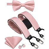 Dubulle Suspender and Bow Tie for Men Paisley Solid Mens Suit Braces Pretied Bowtie and Handkerchief Cufflinks Formal Wedding