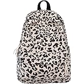 HOKMAH Corduroy Backpack y2k Purse, Cute Fuzzy Daypack Grunge Cheetah Trendy Daypack Chic Coquette Harajuku Bookbag