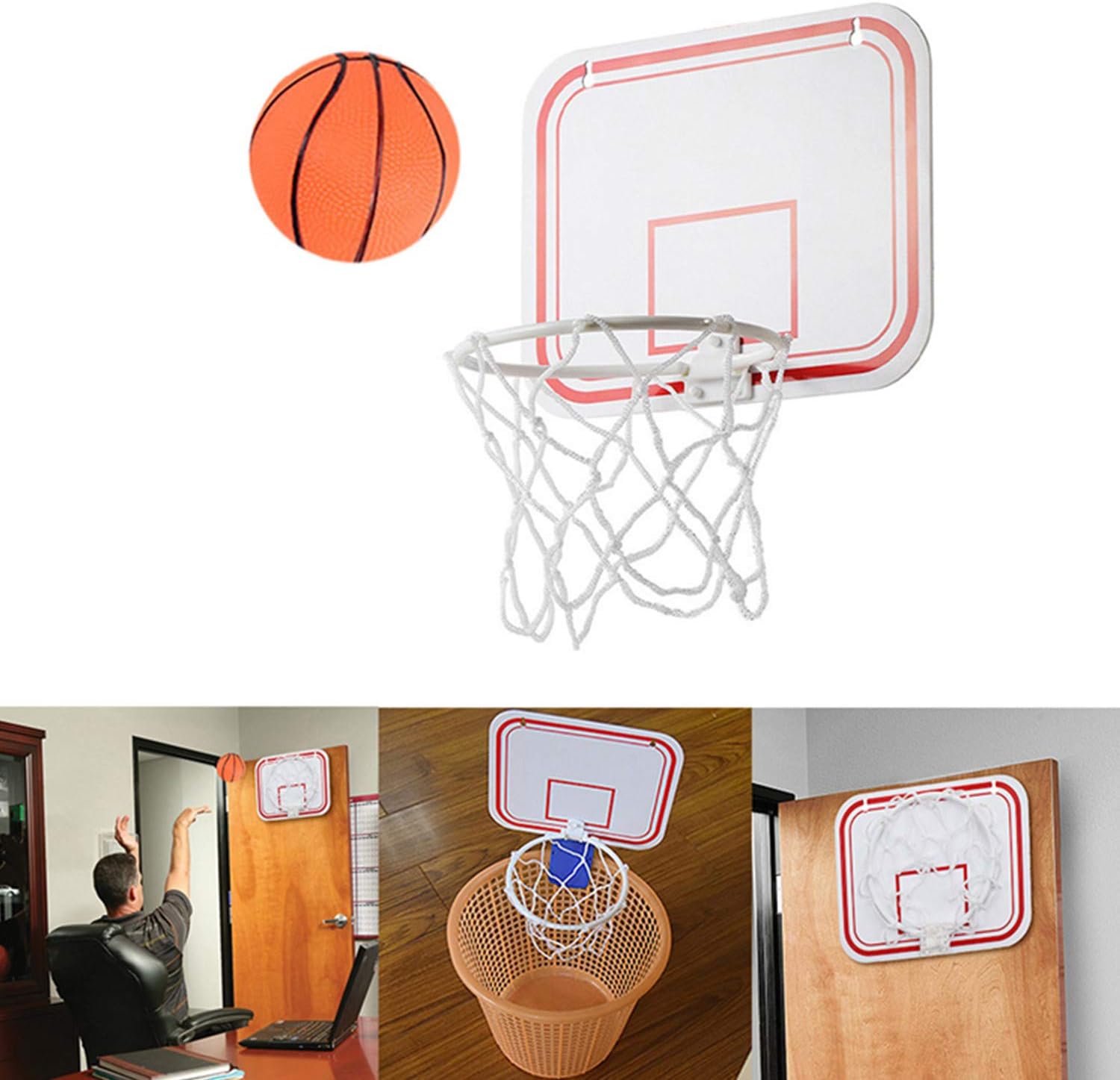 ERIUAES Mini Basketball Hoop, Over The Door Basketball System Backboard with Nets, Indoor Outdoor Sports Exercise,Kids Wall Mounted Goals Stand Rack (A)