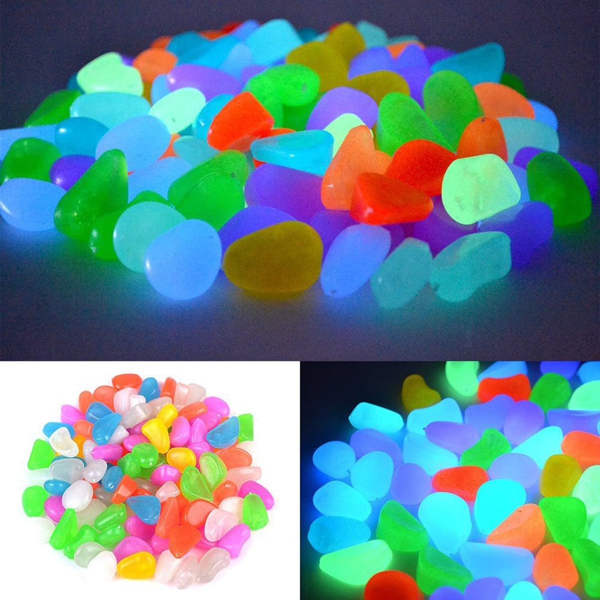 POPETPOP Fish Tank Luminous Pebbles Mixed Color Stones Glow in the Dark Landscaping Decorations for Vase Fillers,Plants Bonsai 100pcs - Image 4
