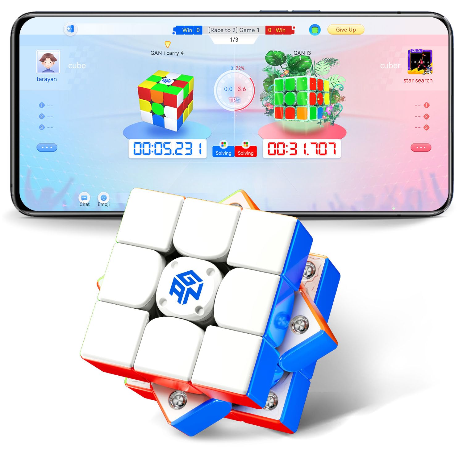 GAN i Carry 4, Smart Speed Cube 3x3 Magnetic Bluetooth Speedcube Connect for Kids Adults Timer Tracking Movement Steps with App Online Competition, Battery Replaceable Frosted Version, Horse Edition